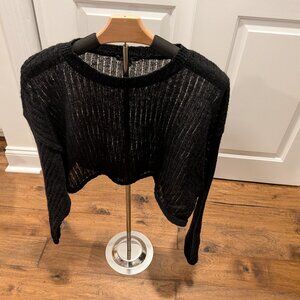 Wild Fable pullover cropped sweater - black, L